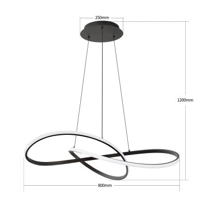 Brilagi - LED Stmívatelný lustr na lanku INFINITY LED/80W/230V 3000-6000K 80x80 cm černá + dálkové ovládání