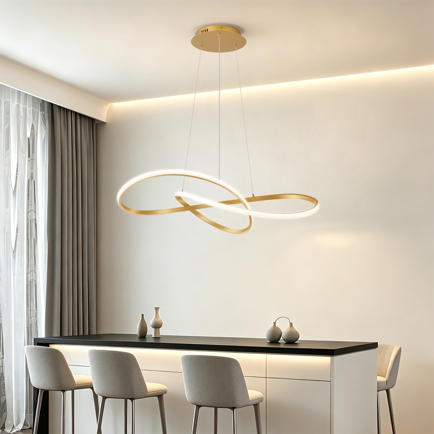 Brilagi - LED Stmívatelný lustr na lanku INFINITY LED/80W/230V 3000-6000K 80x80 cm zlatá + dálkové ovládání