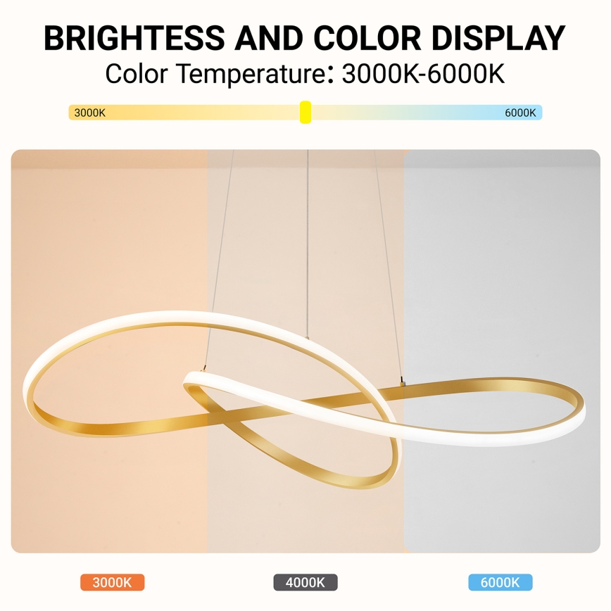 Brilagi - LED Stmívatelný lustr na lanku INFINITY LED/80W/230V 3000-6000K 80x80 cm zlatá + dálkové ovládání
