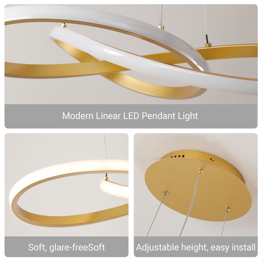 Brilagi - LED Stmívatelný lustr na lanku INFINITY LED/80W/230V 3000-6000K 80x80 cm zlatá + dálkové ovládání