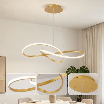 Brilagi - LED Stmívatelný lustr na lanku INFINITY LED/80W/230V 3000-6000K 80x80 cm zlatá + dálkové ovládání