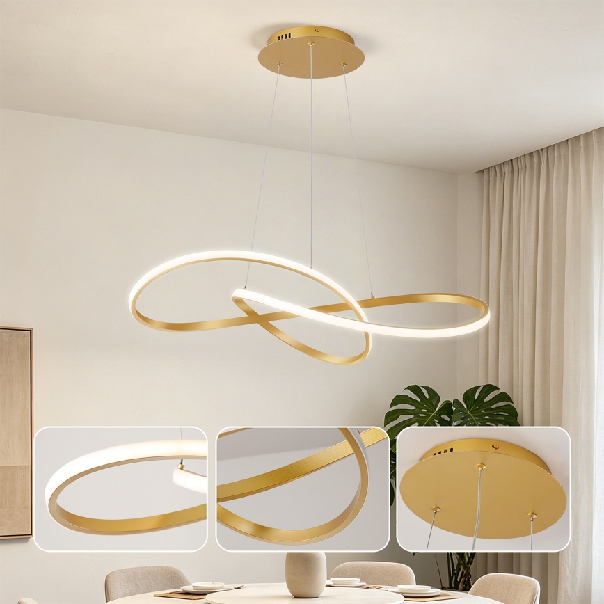 Brilagi - LED Stmívatelný lustr na lanku INFINITY LED/80W/230V 3000-6000K 80x80 cm zlatá + dálkové ovládání