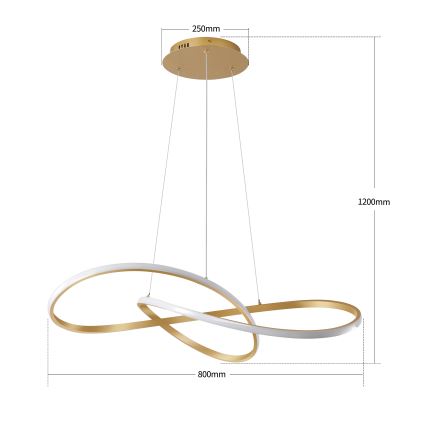 Brilagi - LED Stmívatelný lustr na lanku INFINITY LED/80W/230V 3000-6000K 80x80 cm zlatá + dálkové ovládání