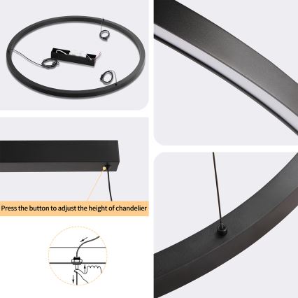 Brilagi - LED Stmívatelný lustr na lanku PORTOFINO LED/60W/230V 3000-6000K pr. 80 cm černá + dálkové ovládání