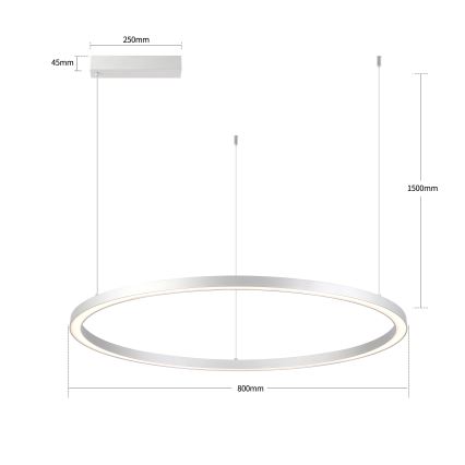 Brilagi - LED Stmívatelný lustr na lanku PORTOFINO LED/60W/230V 3000-6000K pr. 80 cm stříbrná + dálkové ovládání