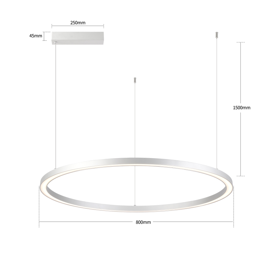 Brilagi - LED Stmívatelný lustr na lanku PORTOFINO LED/60W/230V 3000-6000K pr. 80 cm stříbrná + dálkové ovládání