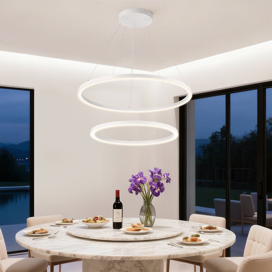 Brilagi - LED Stmívatelný lustr na lanku PORTOFINO LED/98W/230V 3000-6000K pr. 80 cm bílá + dálkové ovládání