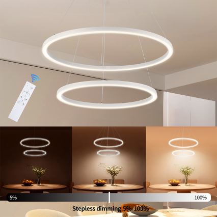 Brilagi - LED Stmívatelný lustr na lanku PORTOFINO LED/98W/230V 3000-6000K pr. 80 cm bílá + dálkové ovládání