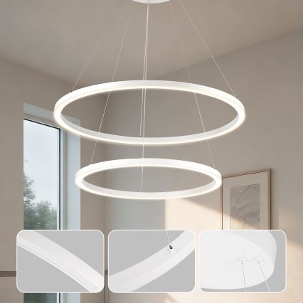 Brilagi - LED Stmívatelný lustr na lanku PORTOFINO LED/98W/230V 3000-6000K pr. 80 cm bílá + dálkové ovládání