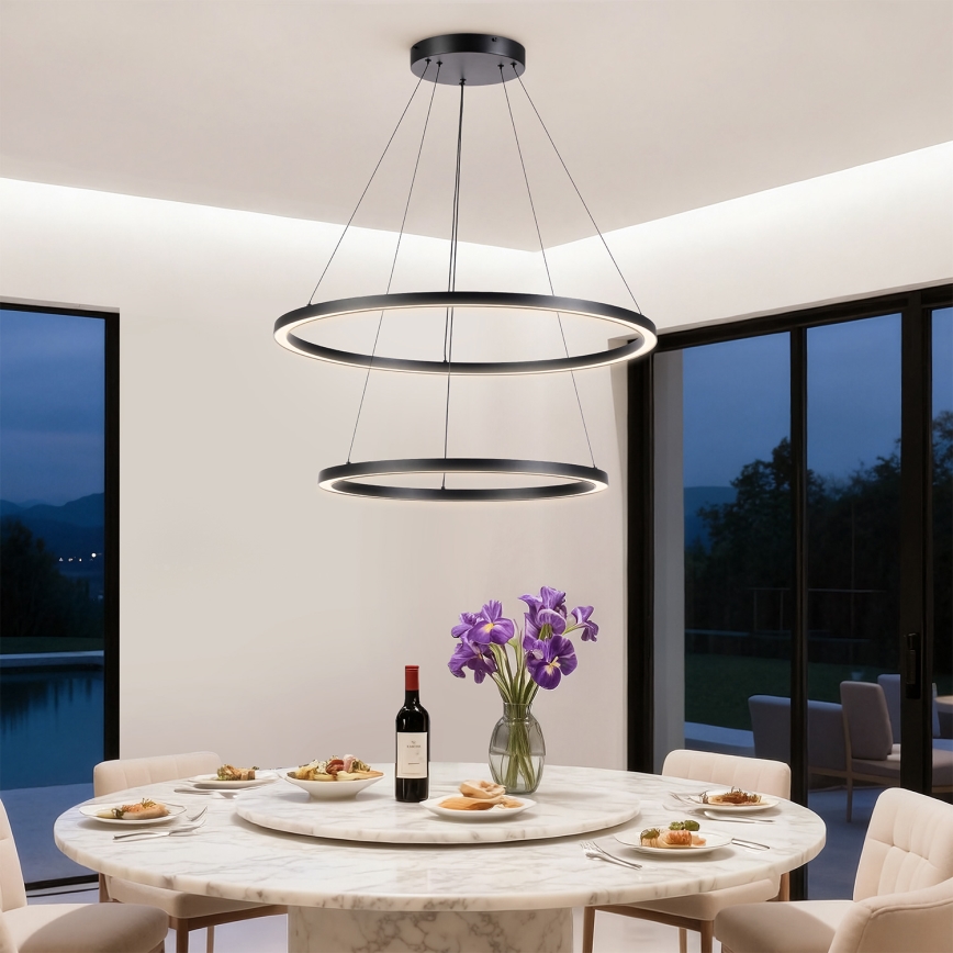 Brilagi - LED Stmívatelný lustr na lanku PORTOFINO LED/98W/230V 3000-6000K pr. 80 cm černá + dálkové ovládání