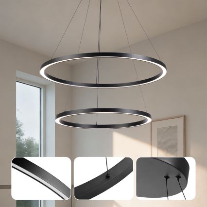 Brilagi - LED Stmívatelný lustr na lanku PORTOFINO LED/98W/230V 3000-6000K pr. 80 cm černá + dálkové ovládání