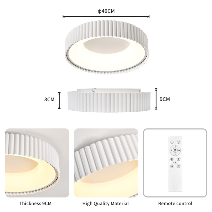 Brilagi - LED Stmívat. stropní svítidlo FALCON MODERN LED/30W/230V 3000-6000K 40 cm bílá + dálkové ovládání