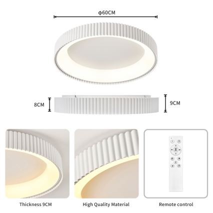 Brilagi - LED Stmívatelné stropní svítidlo FALCON MODERN LED/54W/230V 3000-6000K 60 cm bílá + dálkové ovládání