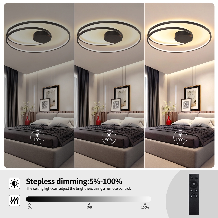 Brilagi - LED Stmívatelné stropní svítidlo TWISTER LED/105W/230V 3000-6000K pr. 100 cm černá + dálkové ovládání