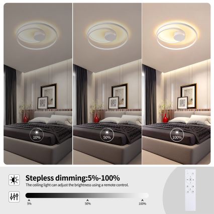 Brilagi - LED Stmívatelné stropní svítidlo TWISTER LED/48W/230V 3000-6000K pr. 50 cm bílá + dálkové ovládání