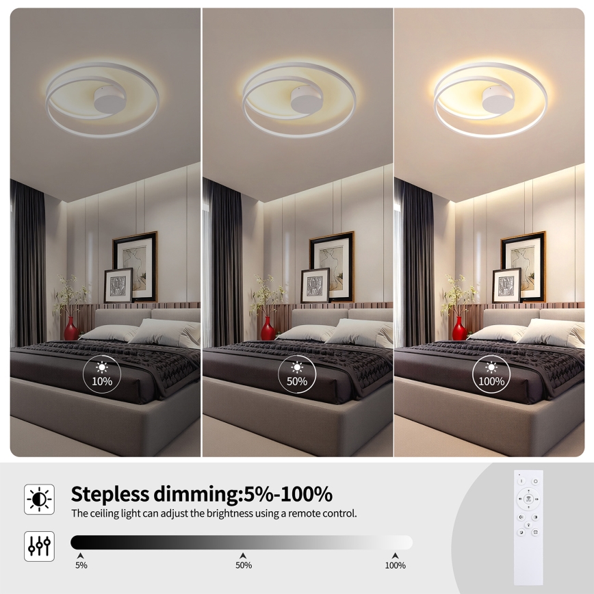 Brilagi - LED Stmívatelné stropní svítidlo TWISTER LED/48W/230V 3000-6000K pr. 50 cm bílá + dálkové ovládání