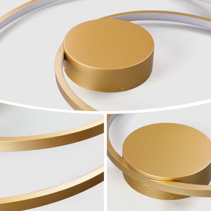 Brilagi - LED Stmívatelné stropní svítidlo TWISTER LED/75W/230V 3000-6000K pr. 70 cm zlatá + dálkové ovládání