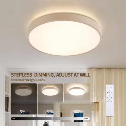 Brilagi - LED Stmívatelné stropní svítidlo GLASS POOL DOUBLE LED/48W/230V 3000-6000K pr. 40 cm béžová + dálkové ovládání