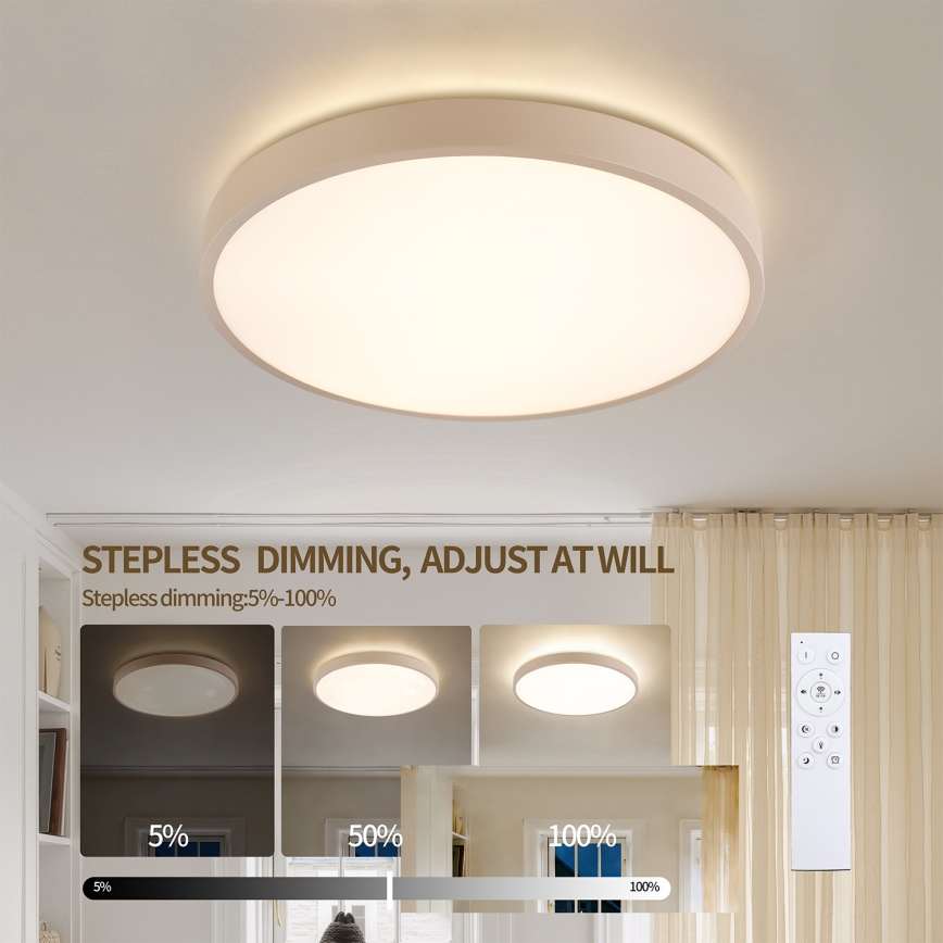 Brilagi - LED Stmívatelné stropní svítidlo GLASS POOL DOUBLE LED/48W/230V 3000-6000K pr. 40 cm béžová + dálkové ovládání