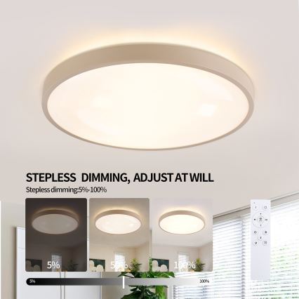 Brilagi - LED Stmívatelné stropní svítidlo GLASS POOL DOUBLE LED/60W/230V 3000-6000K 50 cm béžová + dálkové ovládání