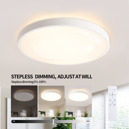 Brilagi - LED Stmívatelné stropní svítidlo GLASS POOL DOUBLE LED/60W/230V 3000-6000K 50 cm bílá + dálkové ovládání