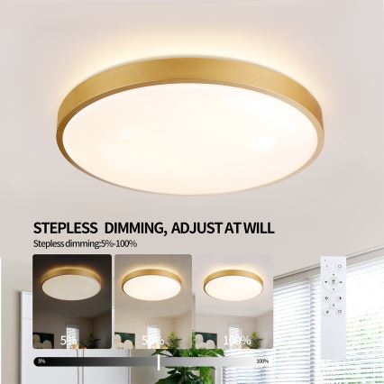Brilagi - LED Stmívatelné stropní svítidlo GLASS POOL DOUBLE LED/60W/230V 3000-6000K 50 cm zlatá + dálkové ovládání
