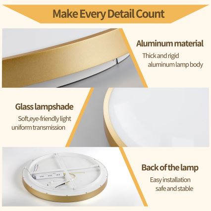 Brilagi - LED Stmívatelné stropní svítidlo GLASS POOL DOUBLE LED/60W/230V 3000-6000K 50 cm zlatá + dálkové ovládání