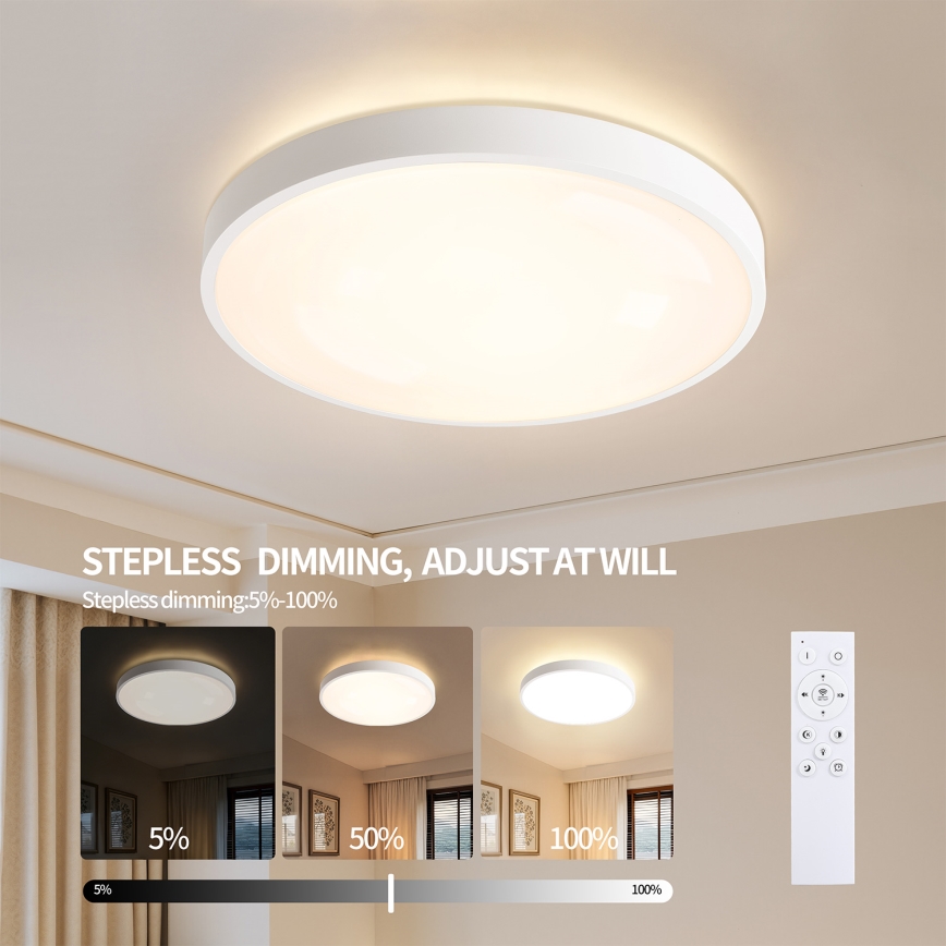 Brilagi - LED Stmívatelné stropní svítidlo GLASS POOL DOUBLE LED/80W/230V 3000-6000K pr. 60 cm bílá + dálkové ovládání