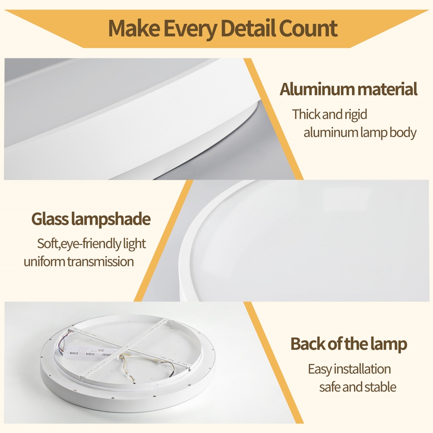 Brilagi - LED Stmívatelné stropní svítidlo GLASS POOL DOUBLE LED/80W/230V 3000-6000K pr. 60 cm bílá + dálkové ovládání