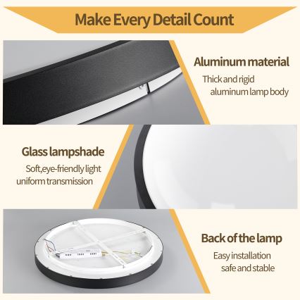 Brilagi - LED Stmívatelné stropní svítidlo GLASS POOL DOUBLE LED/80W/230V 3000-6000K 60 cm černá + dálkové ovládání