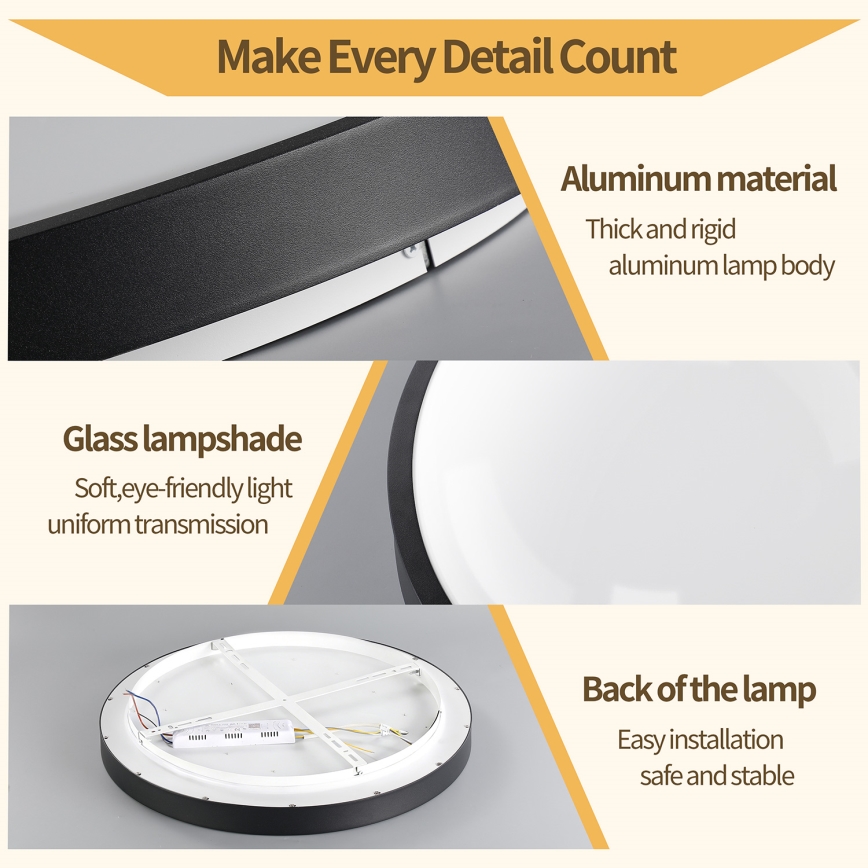 Brilagi - LED Stmívatelné stropní svítidlo GLASS POOL DOUBLE LED/80W/230V 3000-6000K 60 cm černá + dálkové ovládání