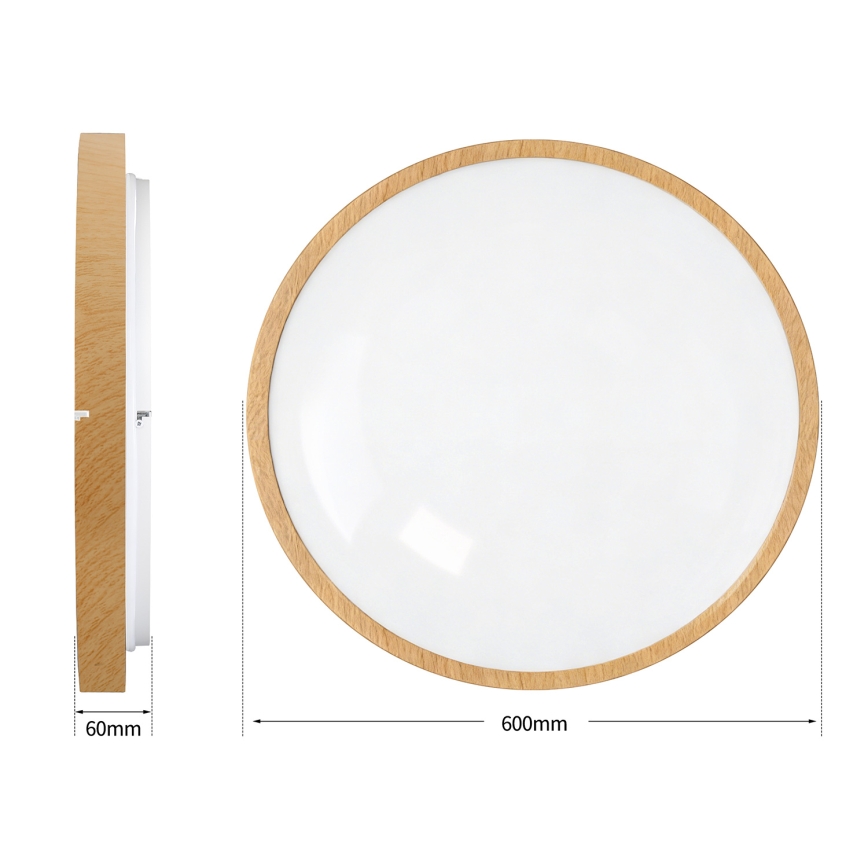 Brilagi - LED Stmívatelné stropní svítidlo GLASS POOL DOUBLE LED/80W/230V 3000-6000K 60 cm dekor dřeva + dálkové ovládání