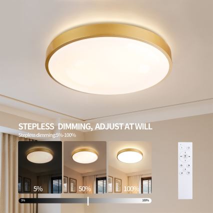 Brilagi - LED Stmívatelné stropní svítidlo GLASS POOL DOUBLE LED/80W/230V 3000-6000K 60 cm zlatá + dálkové ovládání