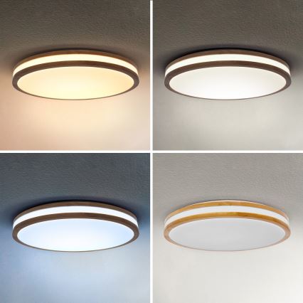 Brilagi - LED Stmívatelné stropní svítidlo MOLINA LED/60W/230V 3000-6500K dub pr. 58 cm + dálkové ovládání