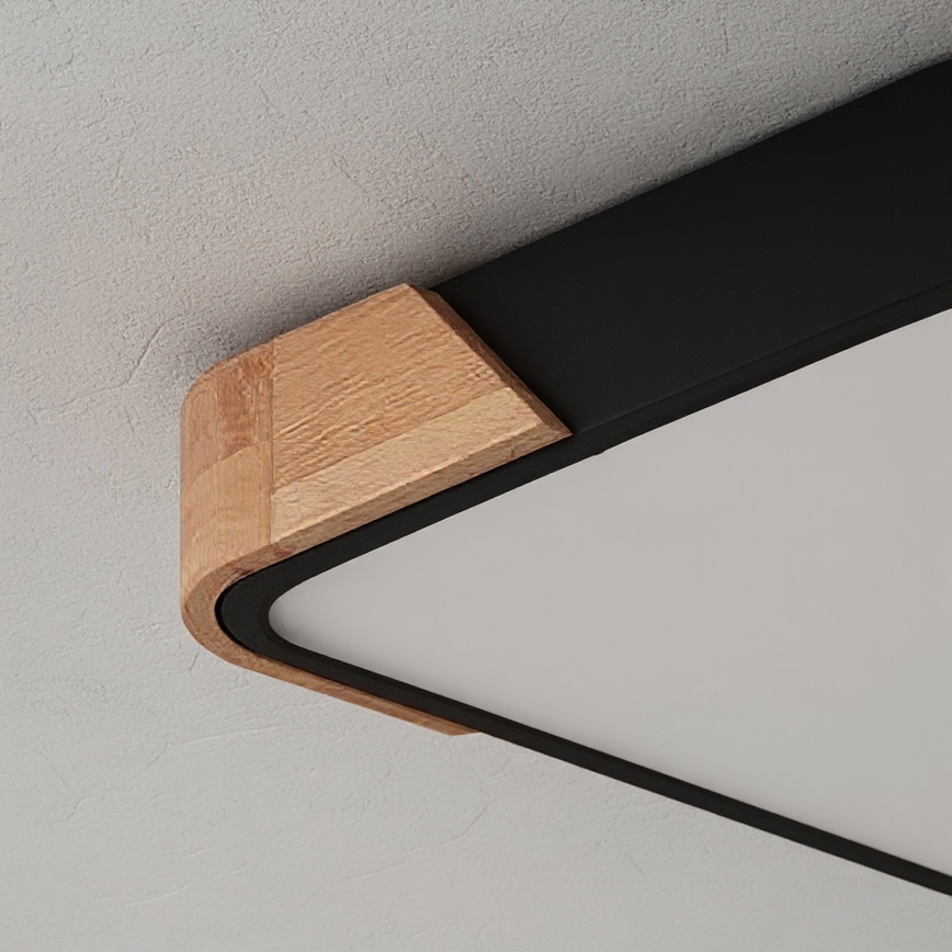 Brilagi - LED Stmívatelné stropní svítidlo PILANA LED/48W/230V 3000-6500K dub/černá 42x42 cm + dálkové ovládání