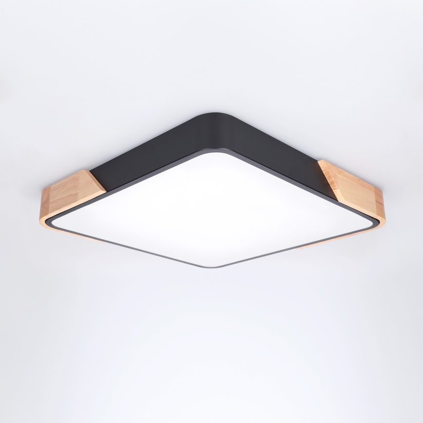 Brilagi - LED Stmívatelné stropní svítidlo PILANA LED/48W/230V 3000-6500K dub/černá 42x42 cm + dálkové ovládání