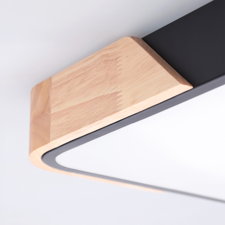 Brilagi - LED Stmívatelné stropní svítidlo PILANA LED/48W/230V 3000-6500K dub/černá 42x42 cm + dálkové ovládání