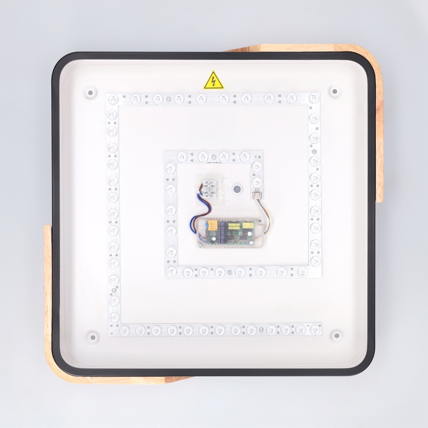 Brilagi - LED Stmívatelné stropní svítidlo PILANA LED/48W/230V 3000-6500K dub/černá 42x42 cm + dálkové ovládání
