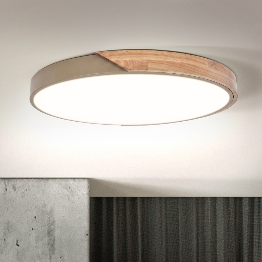 BRILAGI - LED Stmívatelné stropní svítidlo PILANA LED/60W/230V 3000-6500K dub/béžová pr. 60 cm + dálkové ovládání