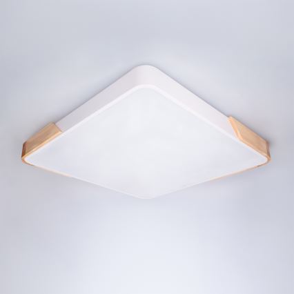 Brilagi - LED Stmívatelné stropní svítidlo PILANA LED/60W/230V 3000-6500K dub/bílá 56x56 cm + dálkové ovládání