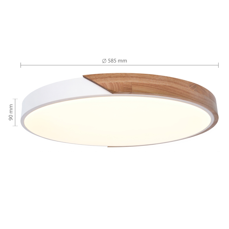 Brilagi - LED Stmívatelné stropní svítidlo PILANA LED/60W/230V 3000-6500K dub/bílá pr. 60 cm + dálkové ovládání