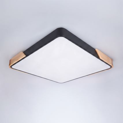 Brilagi - LED Stmívatelné stropní svítidlo PILANA LED/60W/230V 3000-6500K dub/černá 56x56 cm + dálkové ovládání