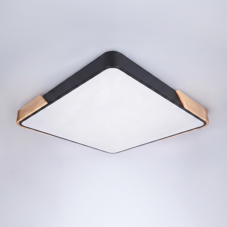 Brilagi - LED Stmívatelné stropní svítidlo PILANA LED/60W/230V 3000-6500K dub/černá 56x56 cm + dálkové ovládání