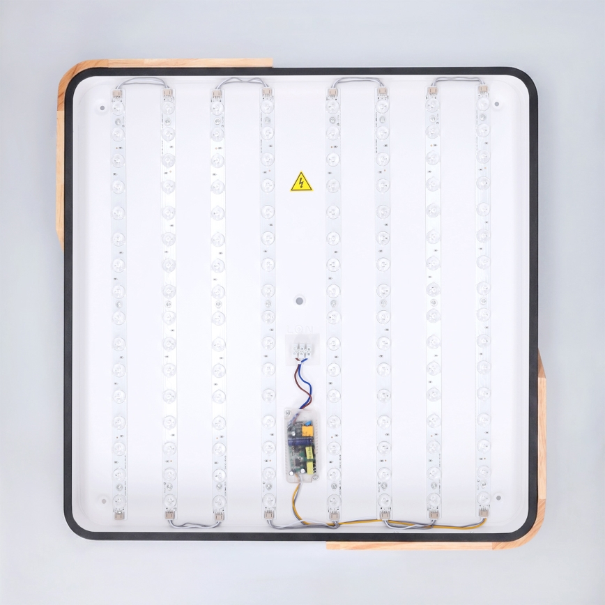 Brilagi - LED Stmívatelné stropní svítidlo PILANA LED/60W/230V 3000-6500K dub/černá 56x56 cm + dálkové ovládání