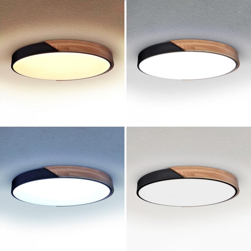 Brilagi - LED Stmívatelné stropní svítidlo PILANA LED/60W/230V dub/černá pr. 58,5 cm  + dálkové ovládání