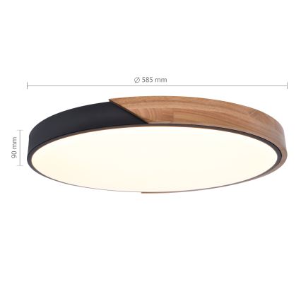 Brilagi - LED Stmívatelné stropní svítidlo PILANA LED/60W/230V dub/černá pr. 58,5 cm  + dálkové ovládání