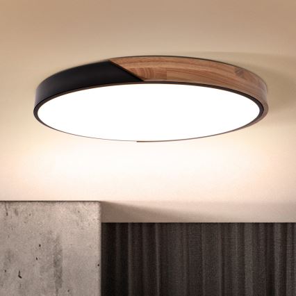 Brilagi - LED Stmívatelné stropní svítidlo PILANA LED/60W/230V 3000-6500K dub/černá pr. 60 cm  + dálkové ovládání