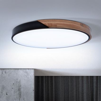 Brilagi - LED Stmívatelné stropní svítidlo PILANA LED/60W/230V 3000-6500K dub/černá pr. 60 cm  + dálkové ovládání