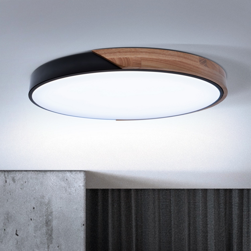 Brilagi - LED Stmívatelné stropní svítidlo PILANA LED/60W/230V 3000-6500K dub/černá pr. 60 cm  + dálkové ovládání