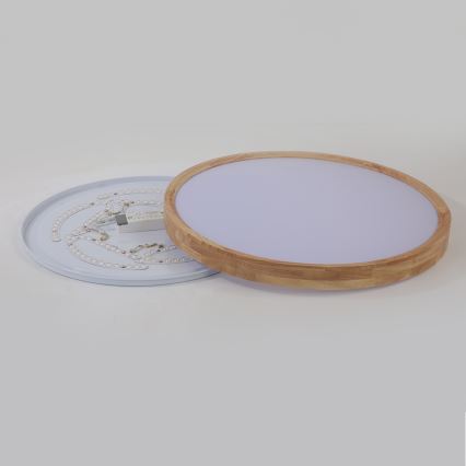 Brilagi - LED Stmívatatelné stropní svítidlo WOODROUND LED/40W/230V 3000-6000K pr. 60 cm dřevo CRI 90 + dálkové ovládání